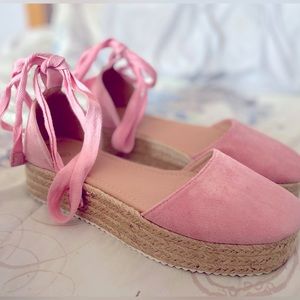 Pink strappy espadrilles size 7 1/2